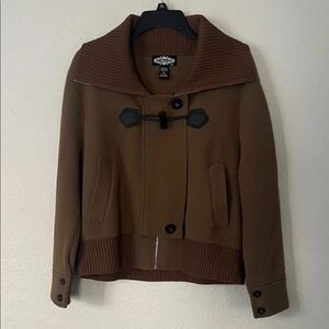 Like New! Oliver O Brown Soft Toggle Jacket Pockets Zip Up in Size M